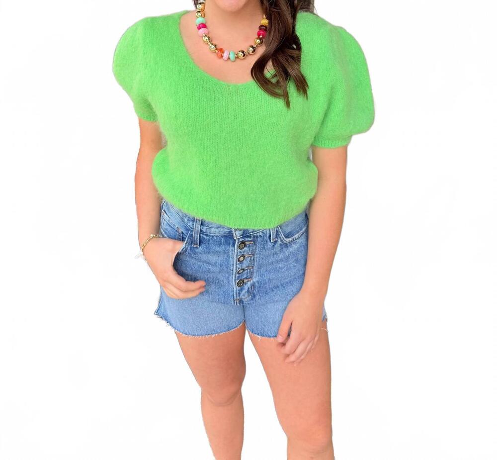 NEW AMERICANDREAMS women's lolanda alpaca blouse in bright green